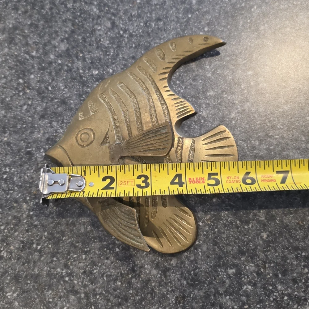 Vtg Pier One Brass 3D Angel Fish Wall Mount Tropical Ocean Beach Decor Patina